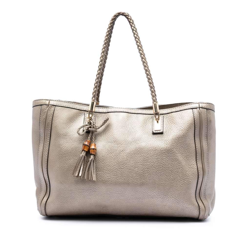 Gucci Metallic Grained Leather Bella Tote Gold Leather Very good - Front View