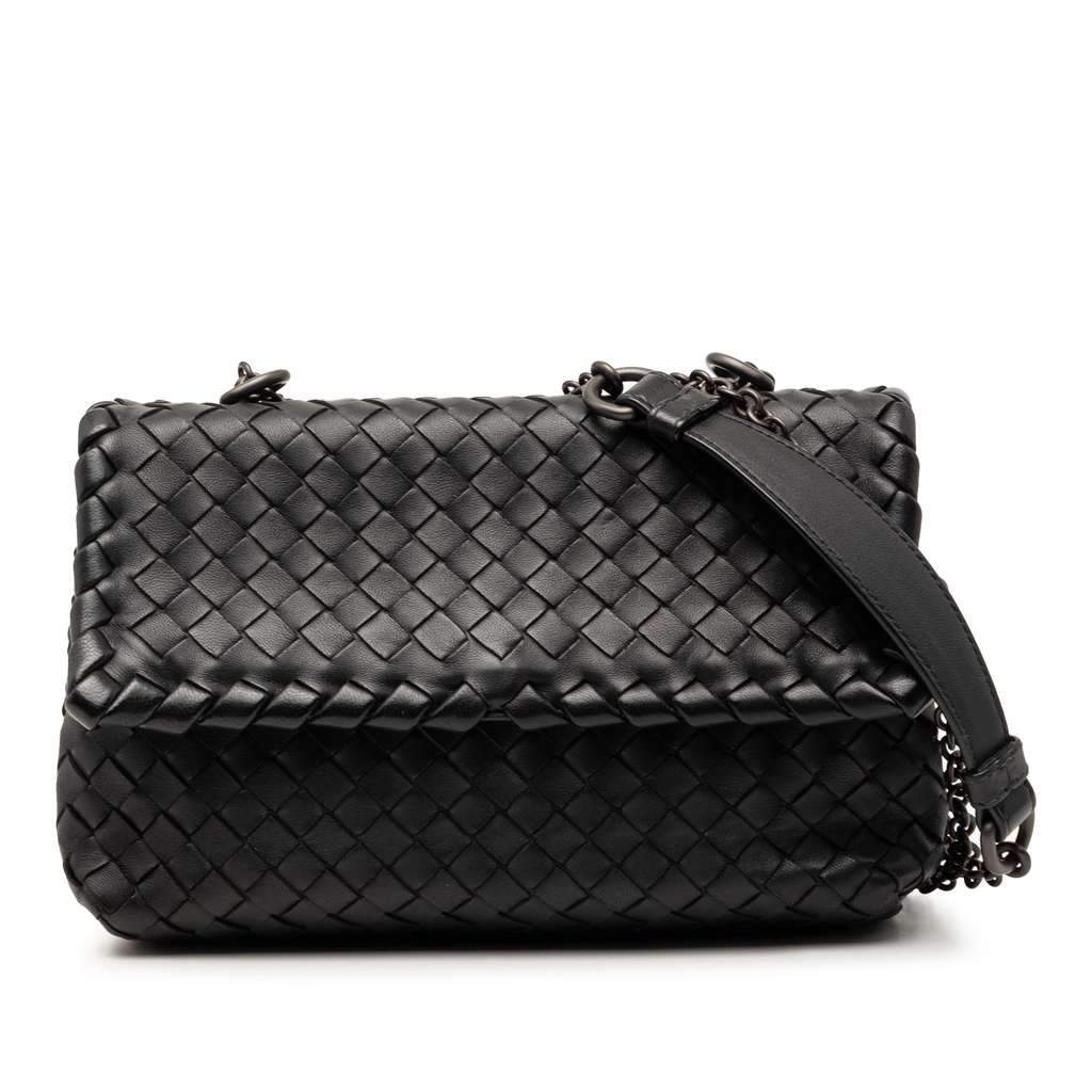 Bottega Veneta Baby Nappa Intrecciato Olimpia Crossbody Black Leather Very good condition - Front View