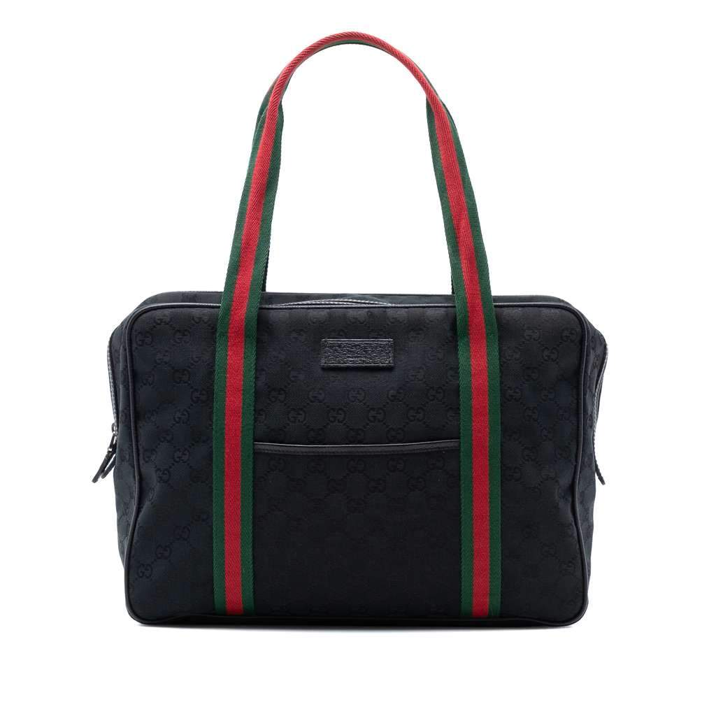 Gucci GG Canvas Web Business Bag Black Canvas Very good condition - Front View