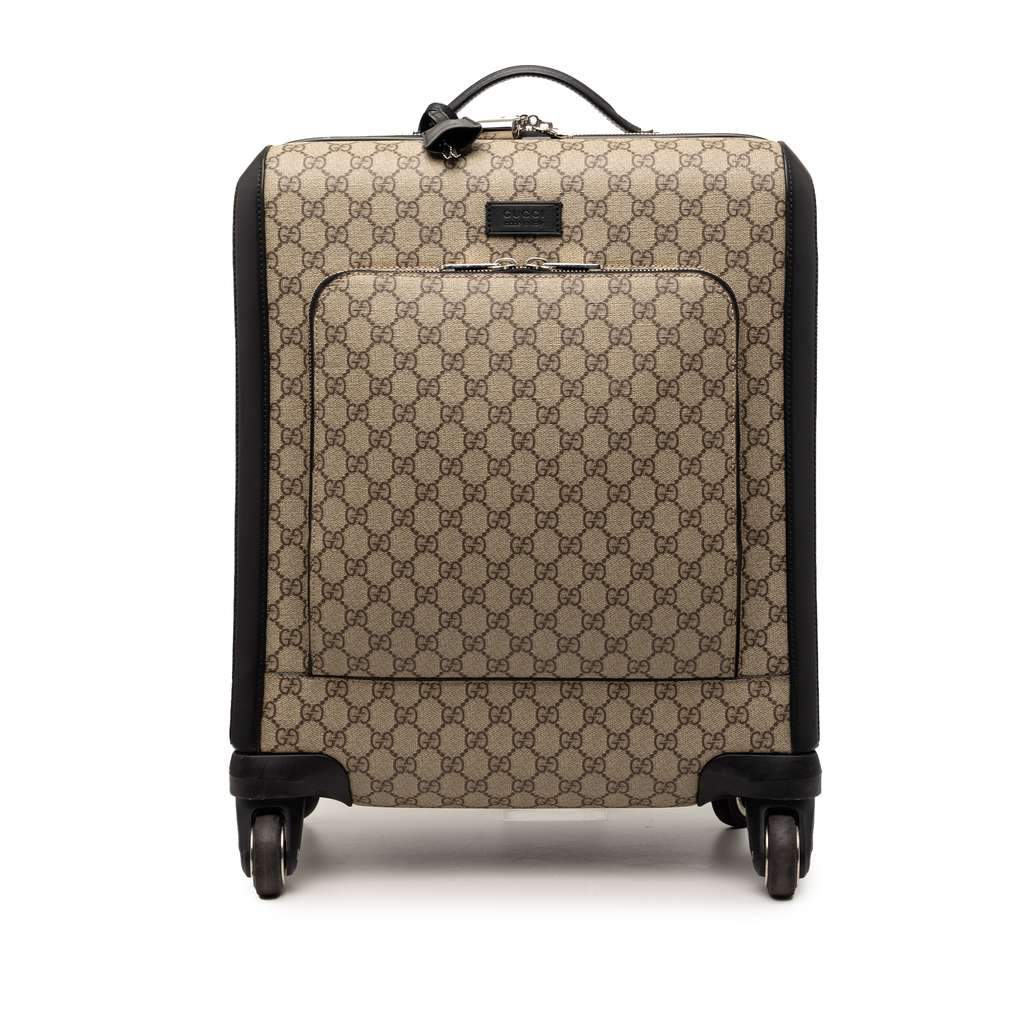 Gucci GG Supreme Carry On Rolling Suitcase Beige Canvas Very good condition - Front View