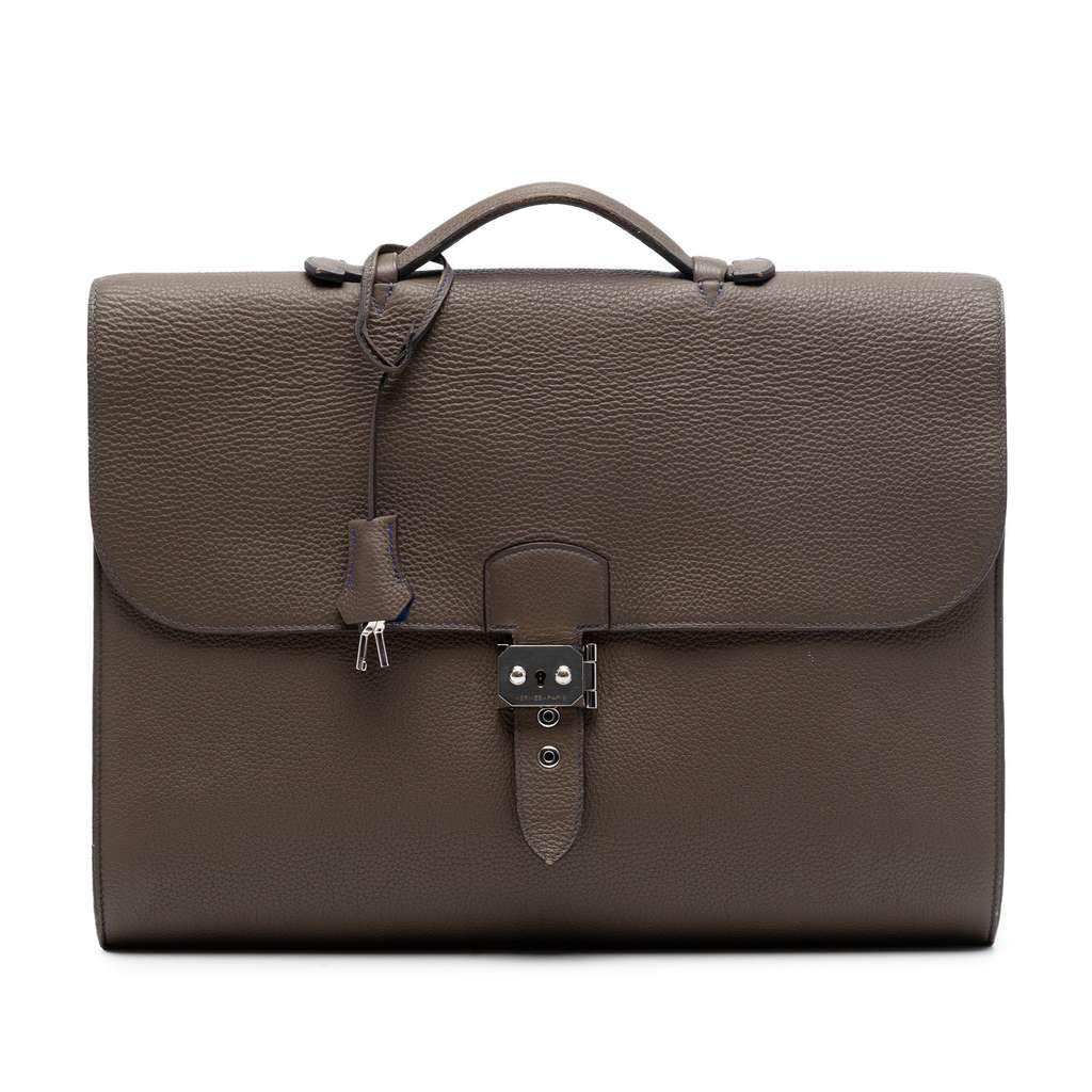 Hermès Togo Verso Sac A Depeches 38 Brown Leather Very good condition - Front View