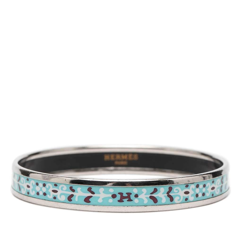 Hermès Narrow Flower Petal Enamel Bangle 62 Blue Very good - Front View