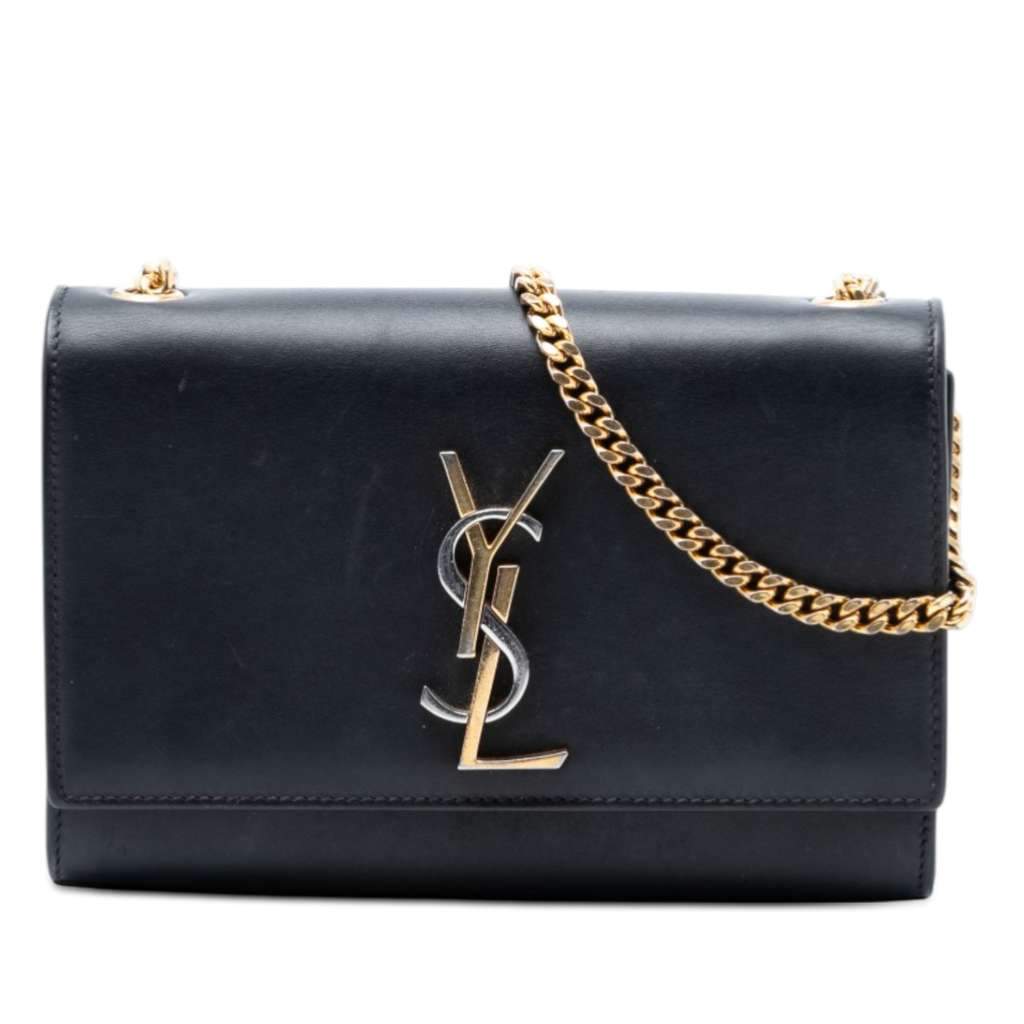 Saint Laurent Small Leather Monogram Kate Crossbody Black Leather Very good - Front View