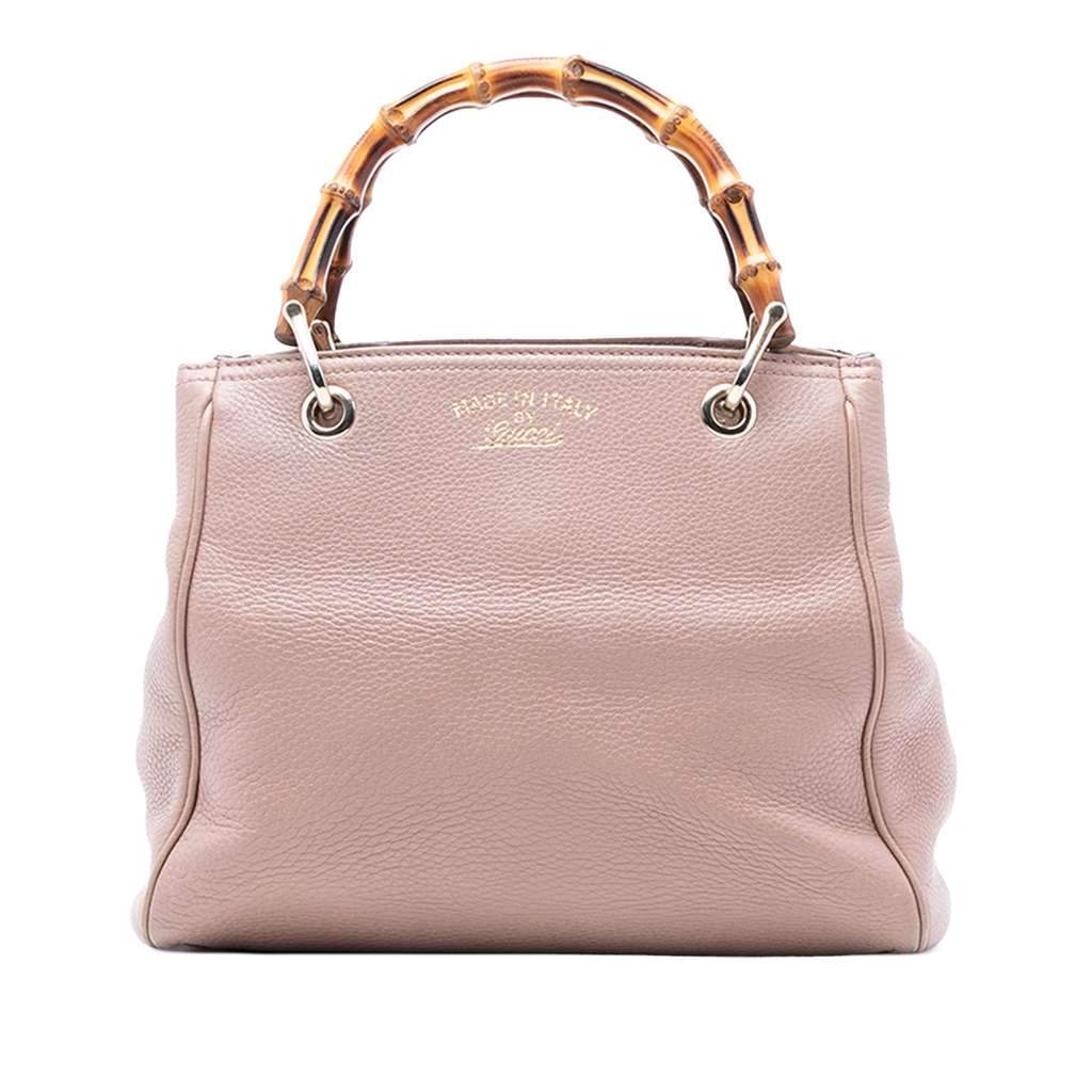 Gucci Small Calfskin Bamboo Shopper Satchel Pink Leather Very good - Front View