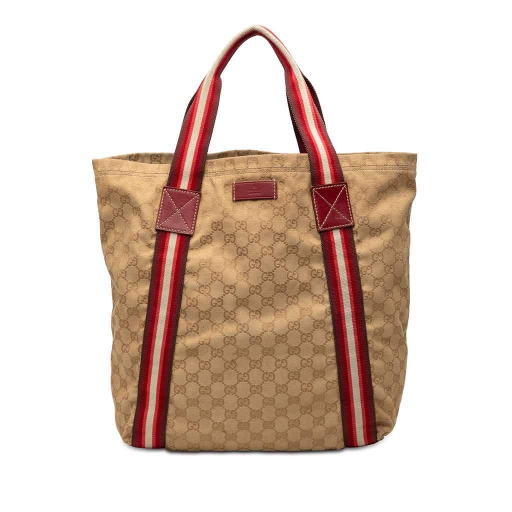 Gucci GG Canvas Web Tote Beige Very good - Front View