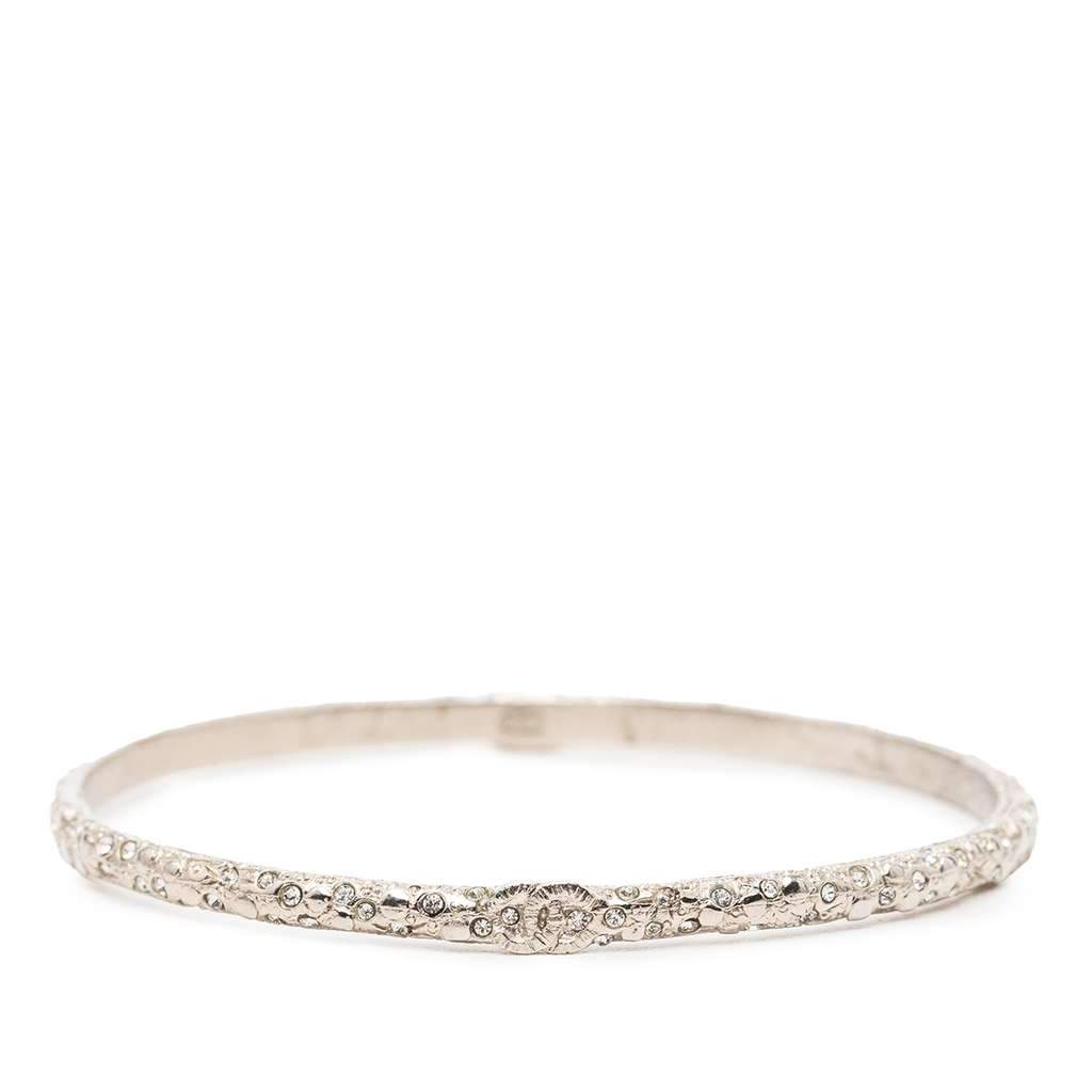 Chanel CC Silver Plated Strass Bangle Silver Metal Very good - Front View