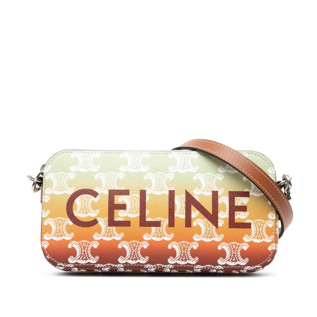 Celine Triomphe Coated Canvas Sunset Logo Horizontal Pouch Brown Canvas Very good - Front View