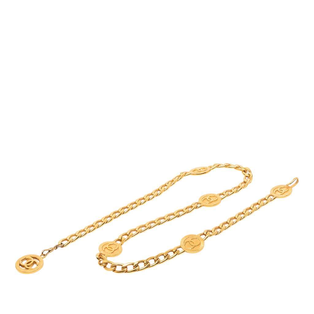Chanel CC Gold Plated Chain Link Station Belt Gold Metal Very good - Front View