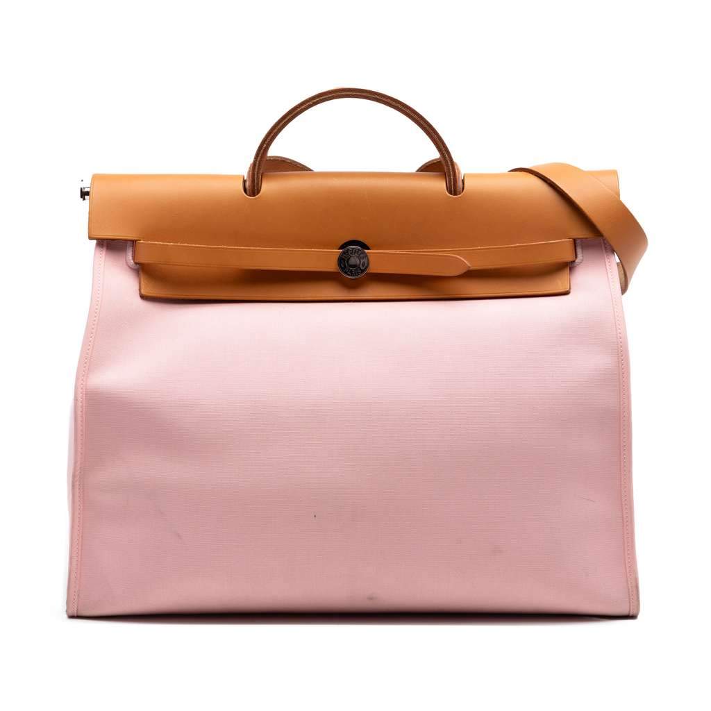 Hermès Herbag Zip Toile 39 Pink Canvas Very good condition - Front View