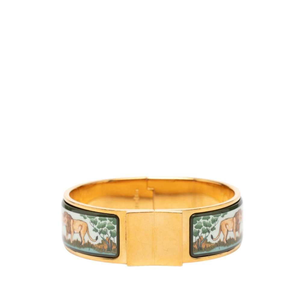 Hermès Wide Enamel Safari Loquet Bracelet PM White Very good - Front View