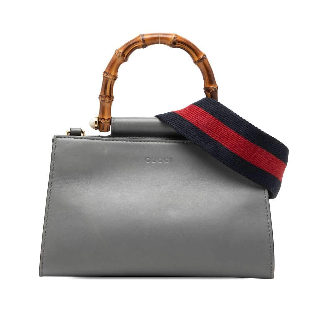 Gucci Mini Leather Bamboo Web Nymphaea Grey Leather Very good - Front View