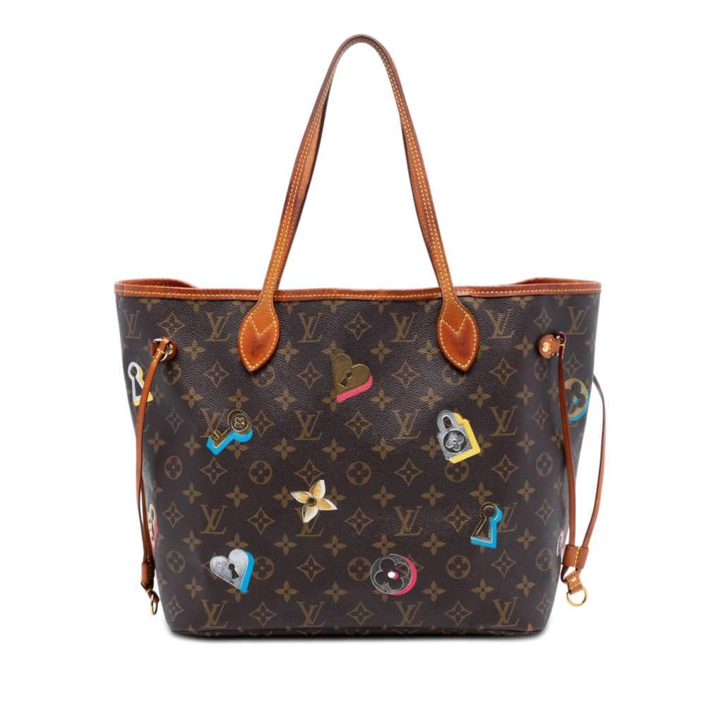 Louis Vuitton Monogram Love Lock Neverfull MM Brown Very good - Front View