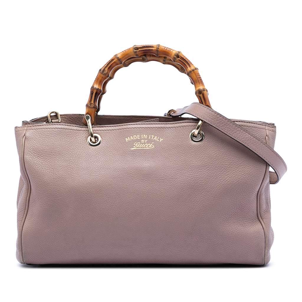 Gucci Medium Calfskin Bamboo Shopper Satchel Brown Leather Very good - Front View