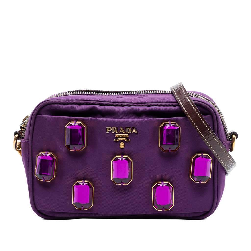 Prada Tessuto Pietre Camera Bag Purple Very good - Front View