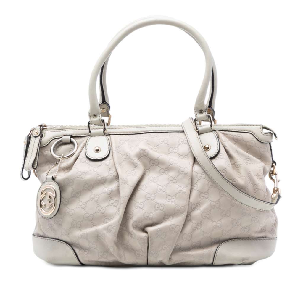 Gucci Guccissima Sukey Satchel White Leather Very good - Front View