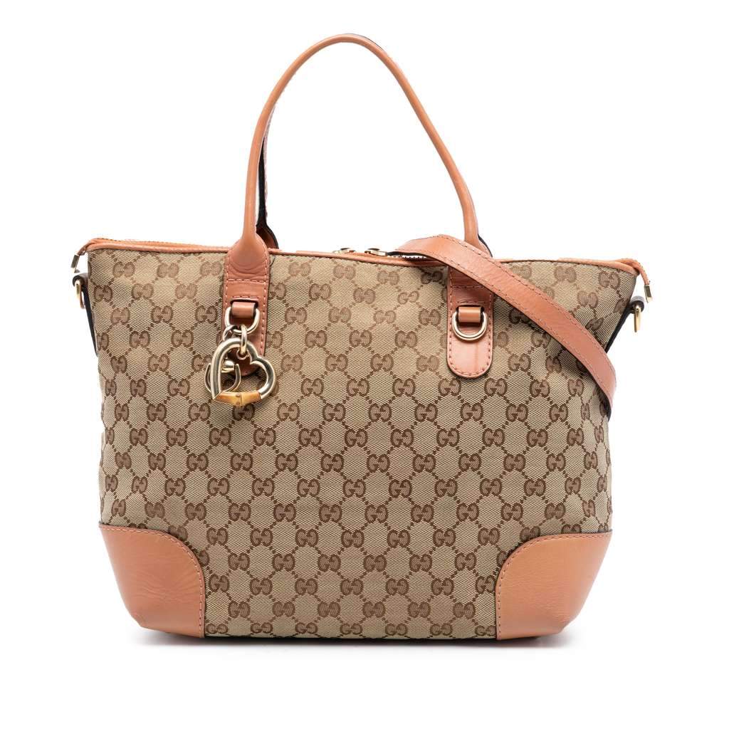 Gucci GG Canvas Heart Bit Satchel Beige Canvas Very good - Front View