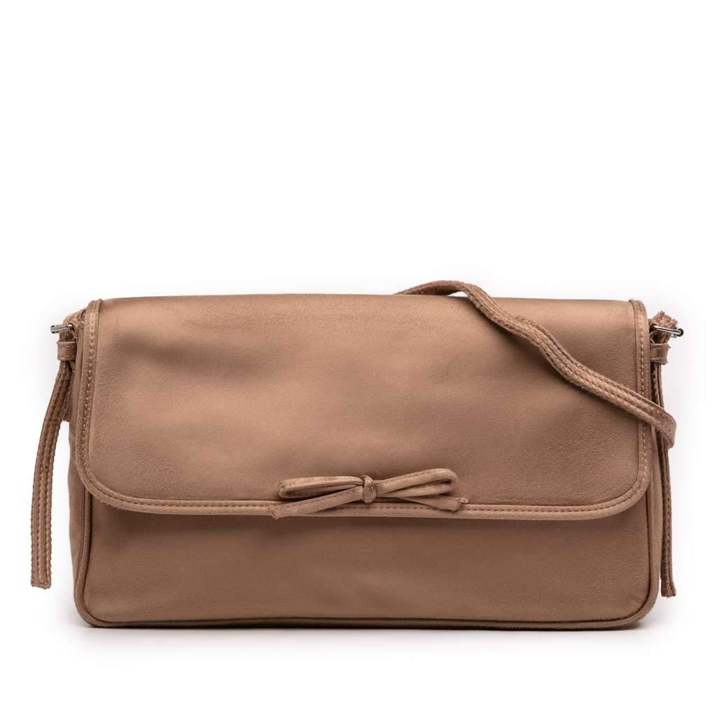 Balenciaga Distressed Satin Leopolda Pochette Brown Satin Very good - Front View
