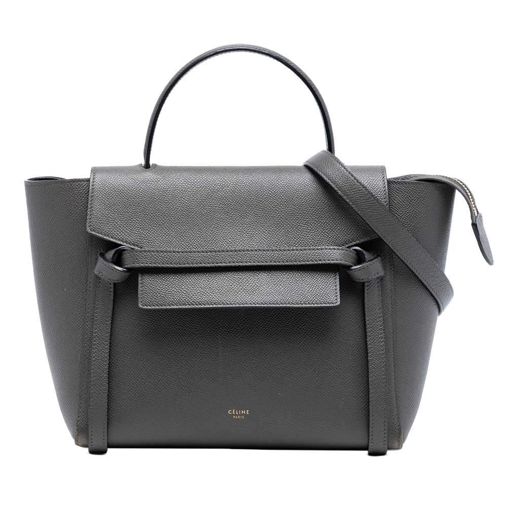 Celine Micro Grained Calfskin Belt Bag Grey Leather Very good condition - Front View
