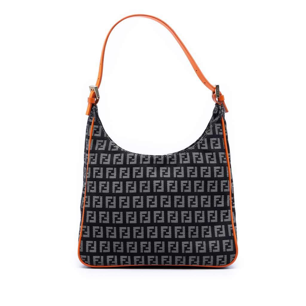 Fendi Zucchino Canvas Shoulder Bag Grey Canvas Very good - Front View