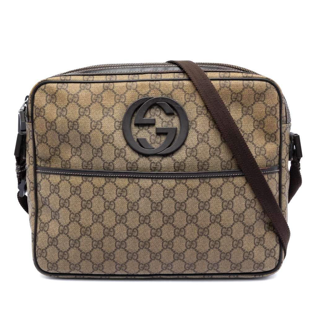 Gucci GG Supreme Interlocking G Crossbody Beige Canvas Very good - Front View