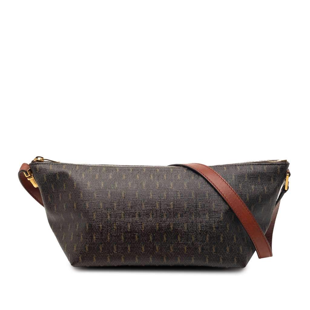 Saint Laurent Le Monogramme Coated Canvas Shoulder Bag Brown Canvas Very good - Front View