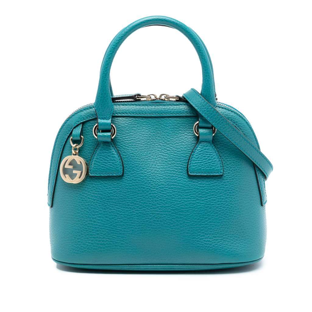 Gucci Mini Leather GG Charm Dome Satchel Blue Leather Very good condition - Front View