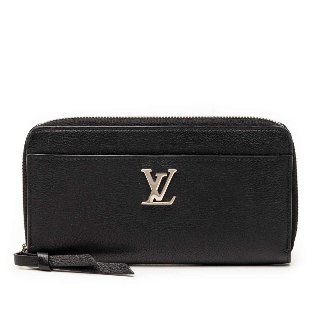 Louis Vuitton Leather Lockme Zippy Wallet Black Leather Very good - Front View