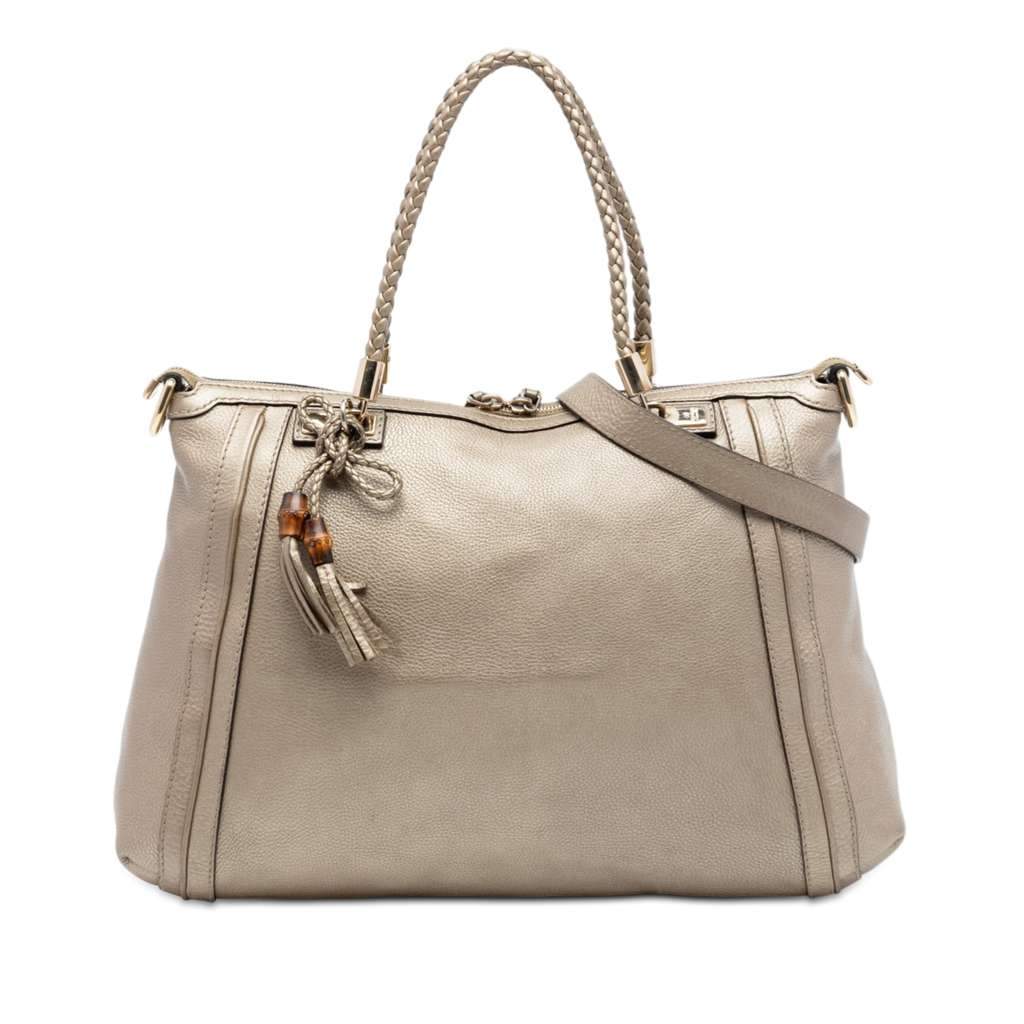 Gucci Large Leather Bella Tote Gold Leather Very good - Front View