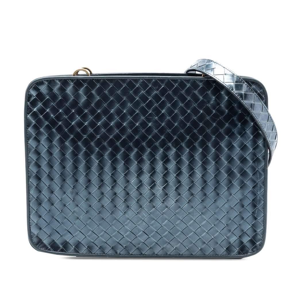 Bottega Veneta Nappa Intrecciato Shoulder Bag Blue Leather Very good - Front View