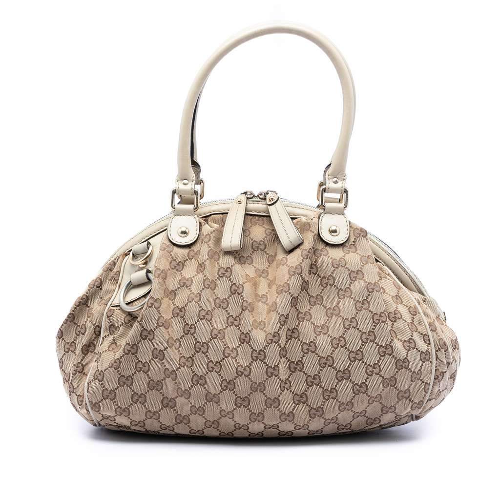 Gucci GG Canvas Sukey Satchel Beige Canvas Very good - Front View