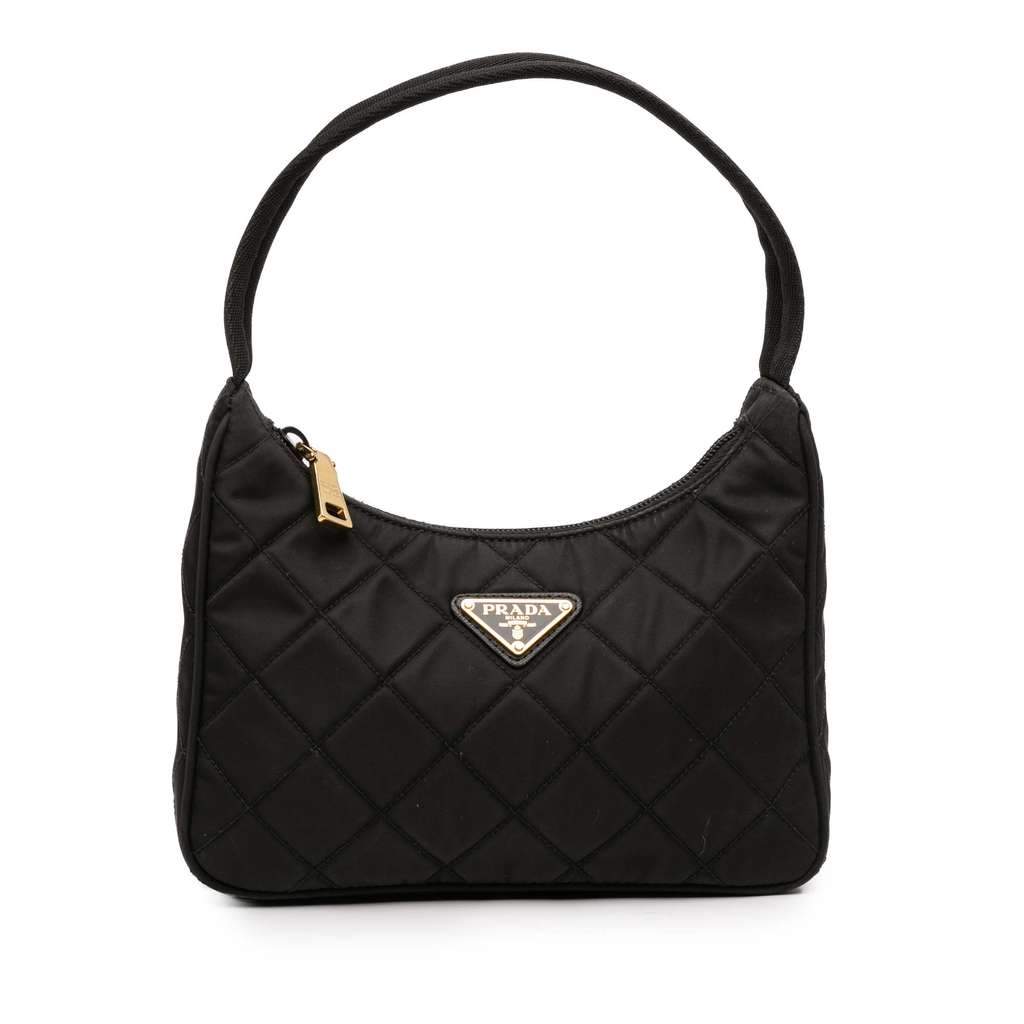 Prada Impuntu Re Nylon Shoulder Bag Black Very good - Front View