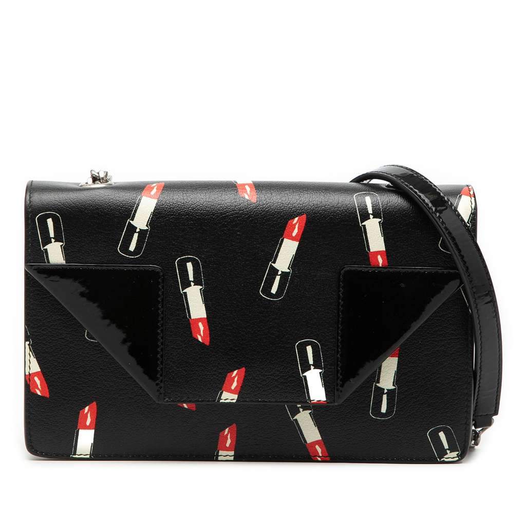 Saint Laurent Calfskin Lipstick Print Betty Crossbody Black Leather Very good - Front View
