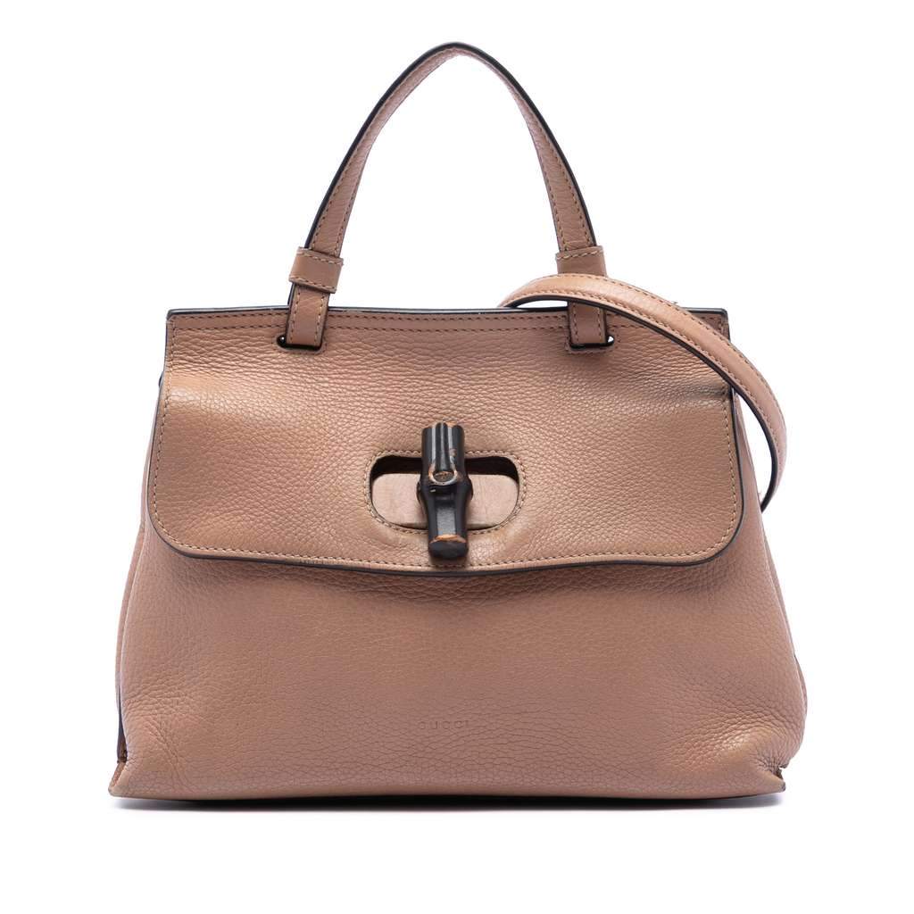 Gucci Small Leather Bamboo Daily Satchel Brown Leather Very good condition - Front View