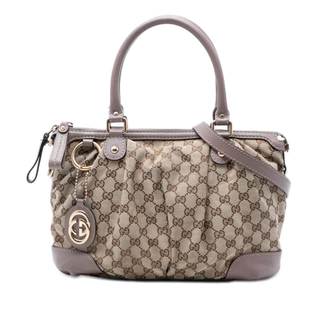 Gucci GG Canvas Sukey Satchel Beige Canvas Good condition - Front View