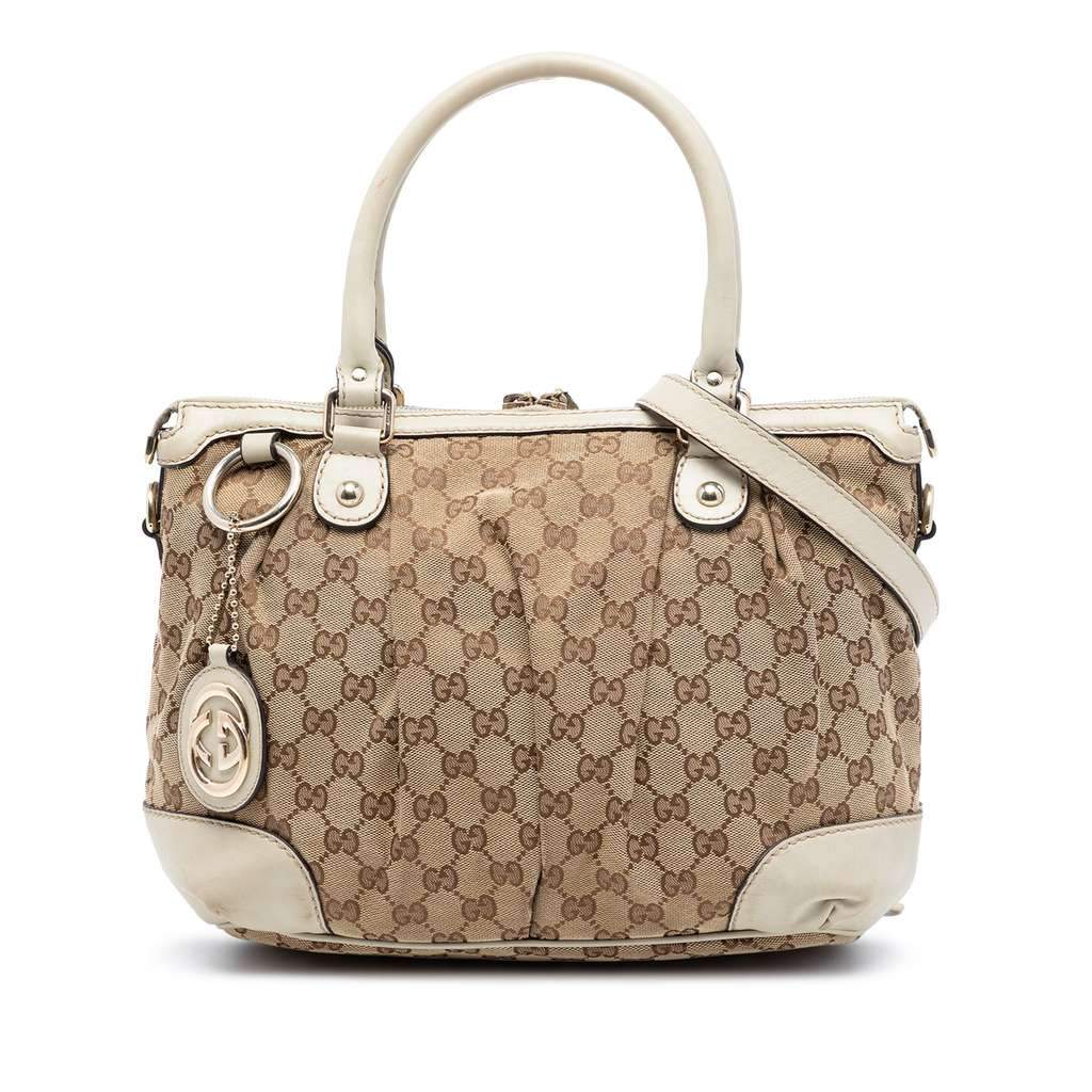Gucci GG Canvas Sukey Satchel Beige Canvas Very good - Front View