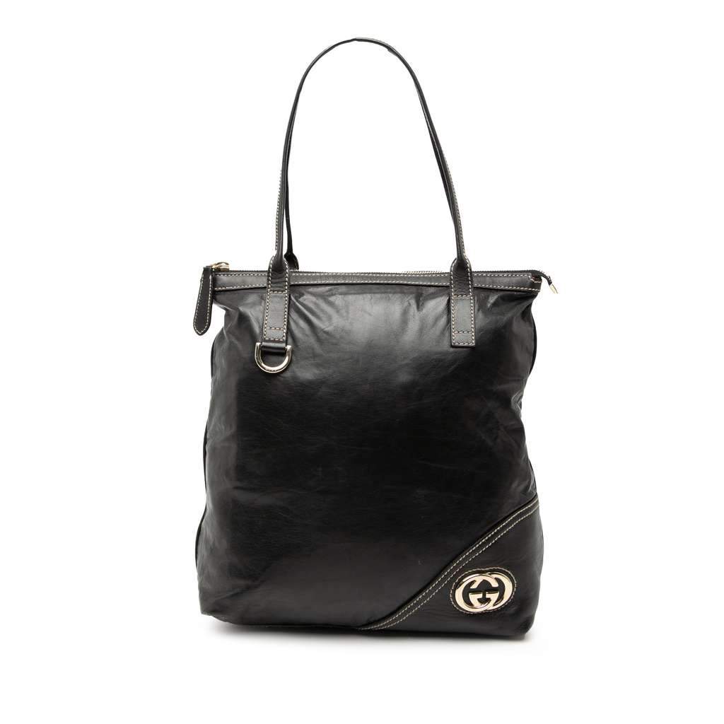 Gucci Leather Britt Tote Black Leather Very good - Front View
