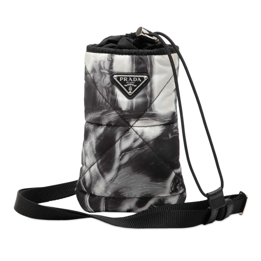Prada Re Nylon Printed Phone Pouch Black Very good - Front View
