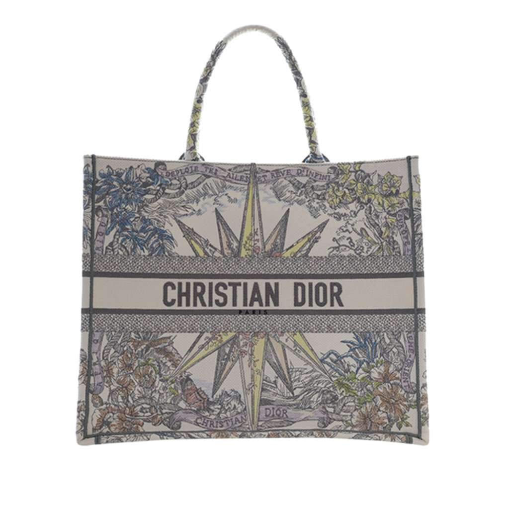 Dior Large Embroidered Canvas Reve d Infini Book Tote White Canvas Very good - Front View