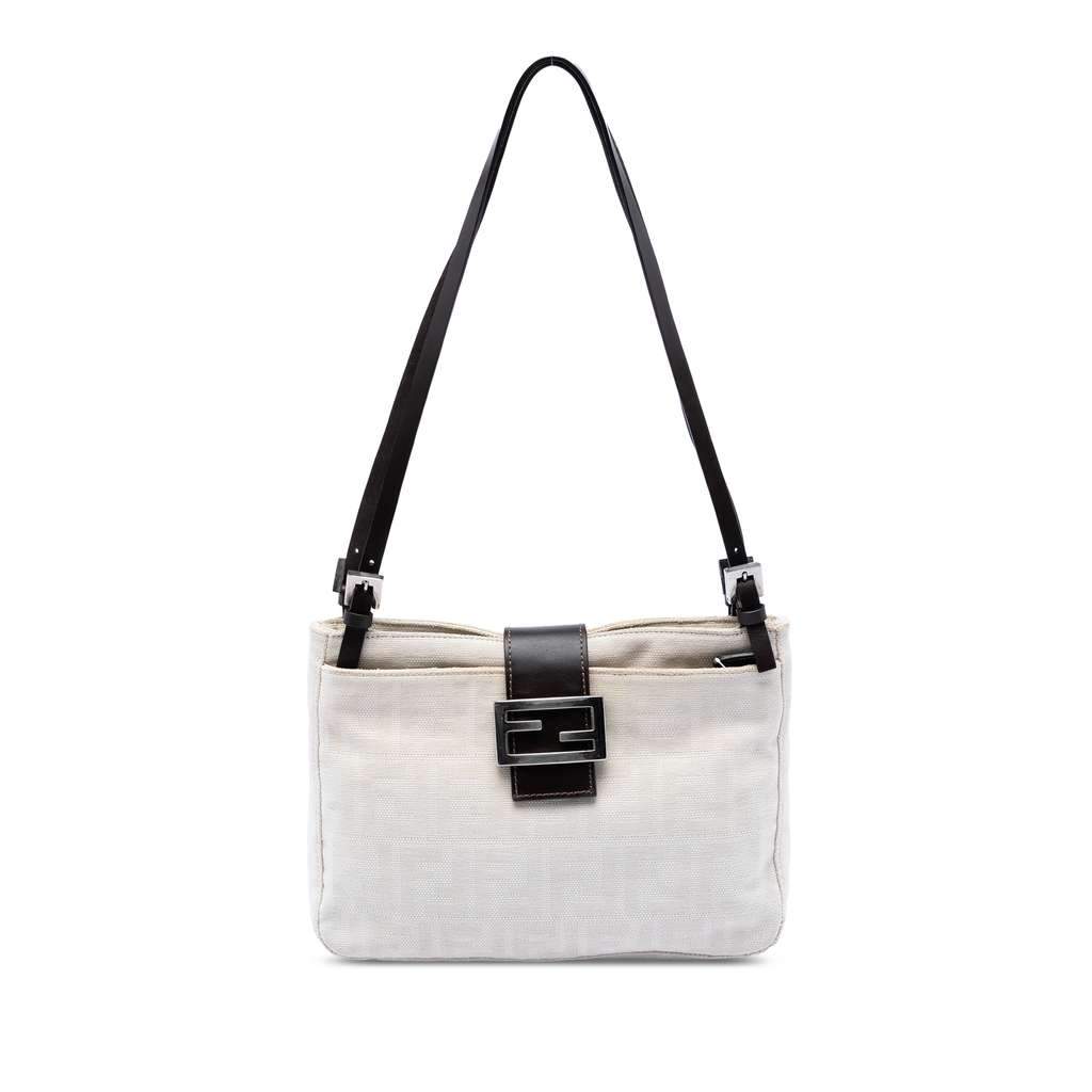 Fendi Zucca Canvas Shoulder Bag White Canvas Very good - Front View
