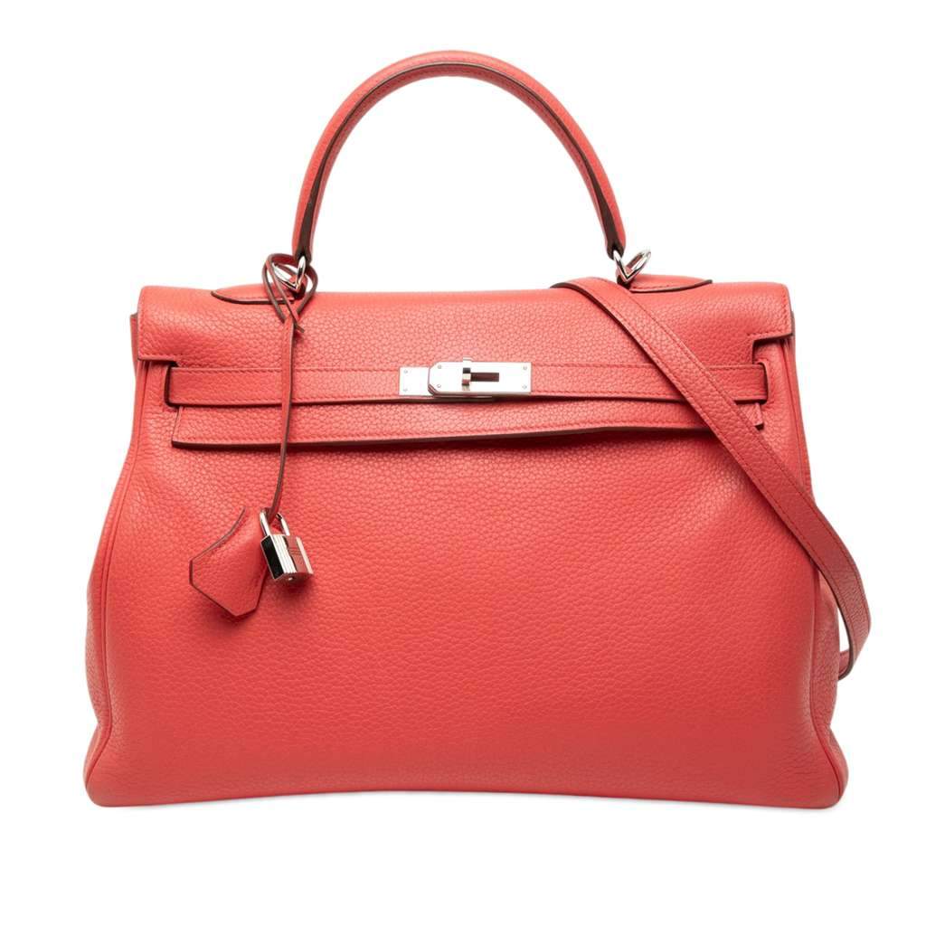 Hermès Clemence Kelly II Retourne 35 Red Leather Very good - Front View