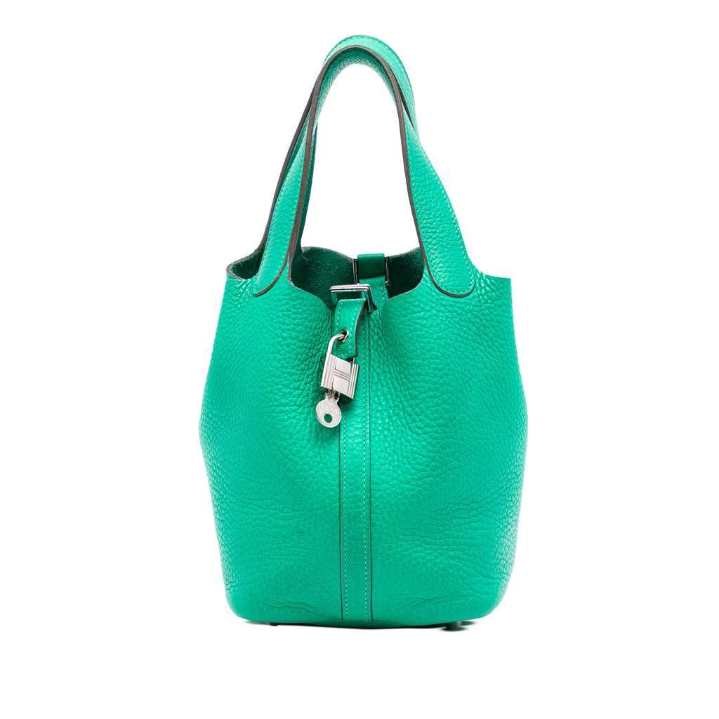 Hermès Clemence Picotin Lock 18 Green Leather Very good - Front View