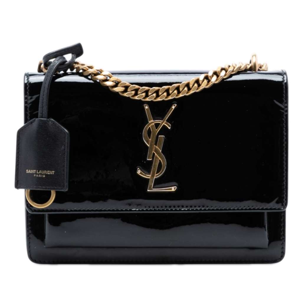 Saint Laurent Small Patent Monogram Sunset Crossbody Black Leather Very good - Front View