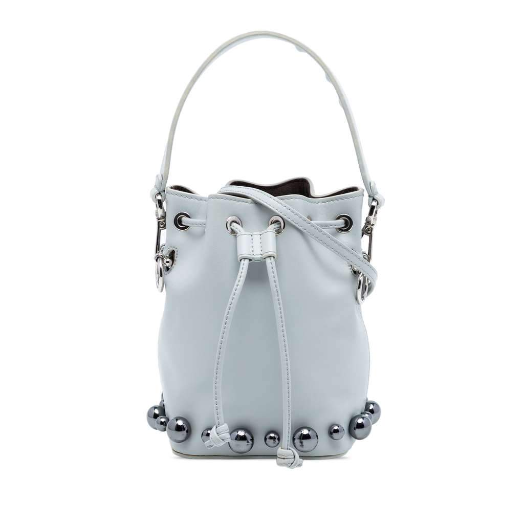 Fendi Mini Leather Pearl Mon Tresor Bucket Bag Grey Leather Very good - Front View