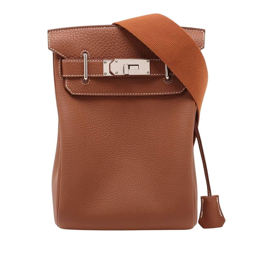 Hermès Togo Kelly Hac A Dos PM Brown Leather Very good - Front View