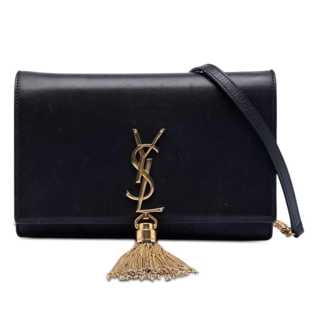 Saint Laurent Smooth Calfskin Monogram Kate Tassel Chain Wallet Black Leather Very good - Front View