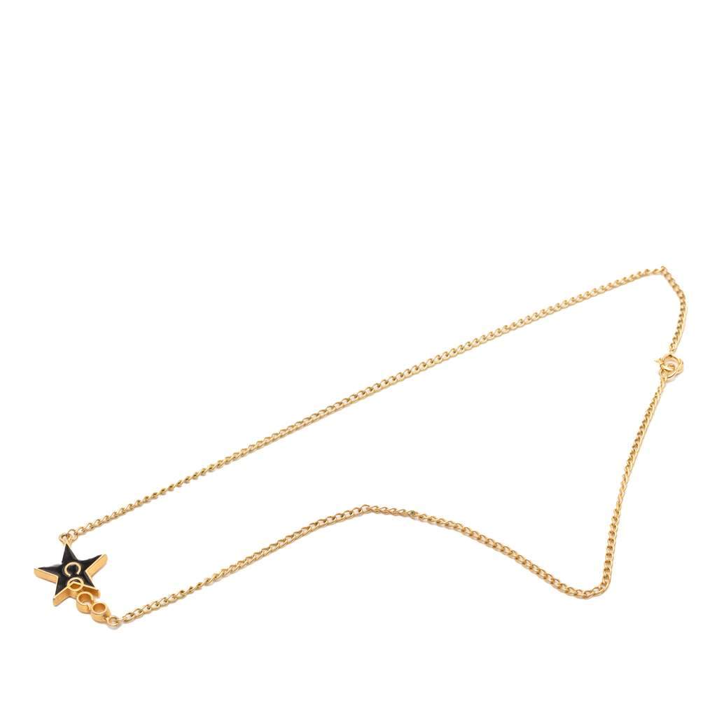Chanel Gold Plated Enamel Coco Star Pendant Necklace Gold Metal Very good - Front View