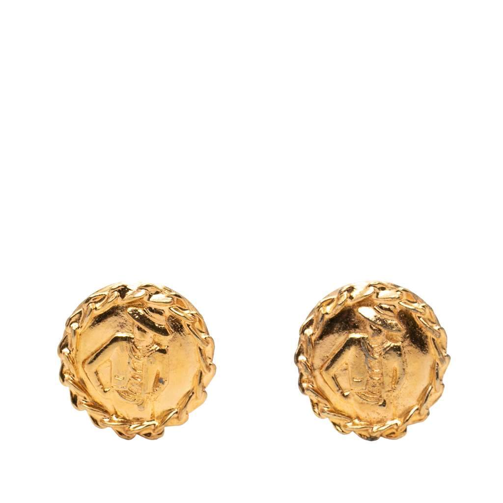 Chanel Gold Plated Mademoiselle Clip on Earrings Gold Metal Very good - Front View