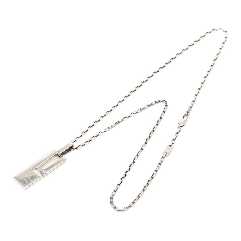 Gucci Sterling Silver G Plate Pendant Necklace Silver Silver Very good - Front View