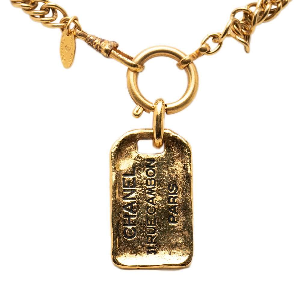 Chanel Gold Plated 31 Rue Cambon Plaque Pendant Necklace Gold Metal Very good - Front View