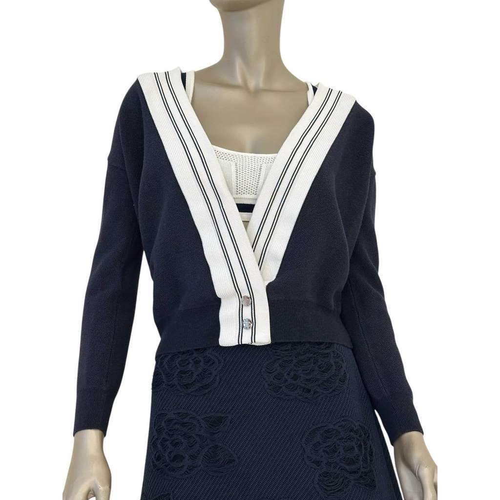 Chanel Bra Top Cardigan Set Black Wool Very good condition - Front View
